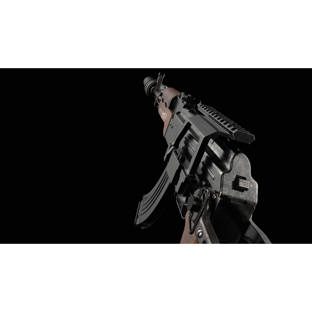 AKM AKMS Kalashnikov Assault Rifle 3D Model – Game Ready Low Poly FBX - View 48