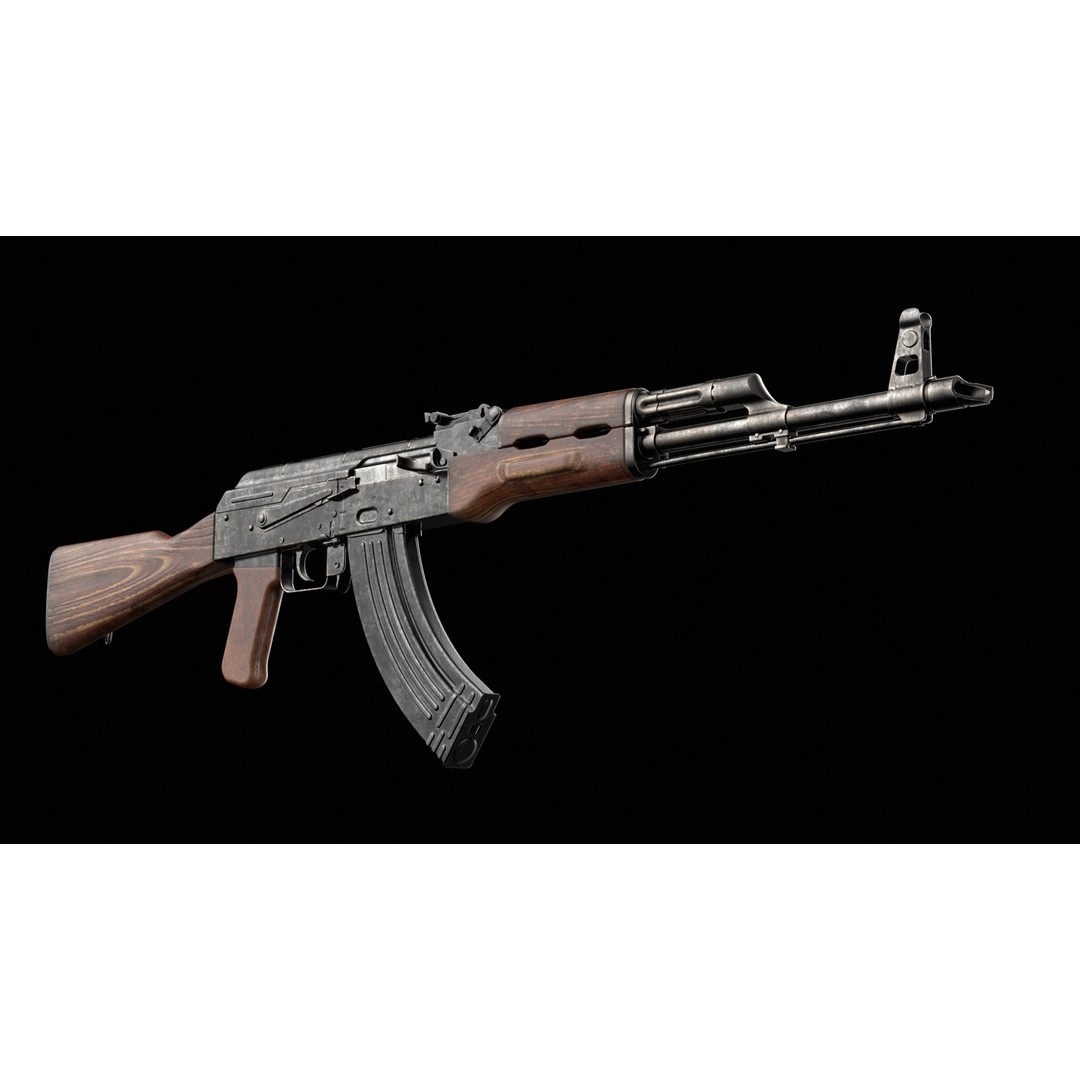 AKM AKMS Kalashnikov Assault Rifle 3D Model – Game Ready Low Poly FBX - View 8