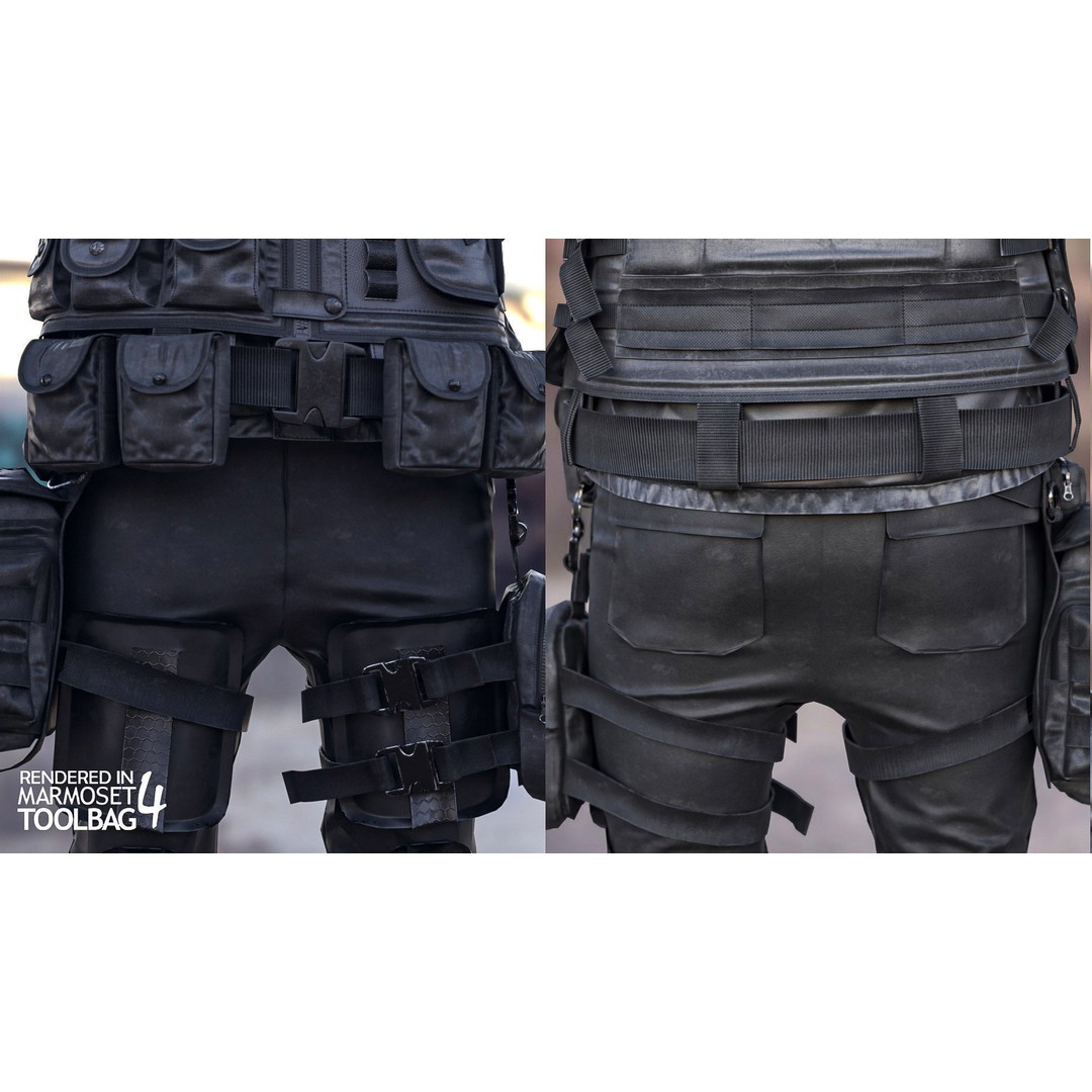 Female Military Outfit 3D Model – Low Poly Rigged Game Asset, FBX, Blender - View 11