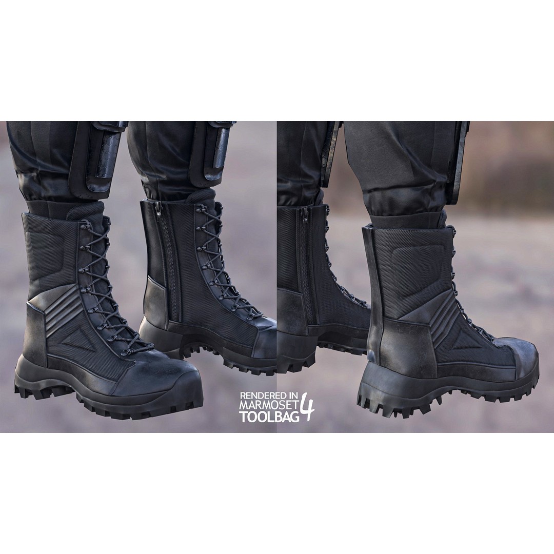 Female Military Outfit 3D Model – Low Poly Rigged Game Asset, FBX, Blender - View 13