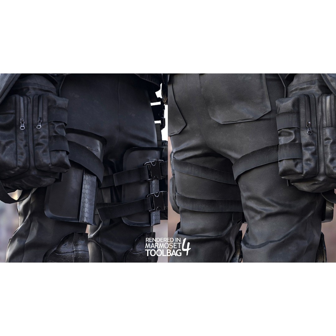 Female Military Outfit 3D Model – Low Poly Rigged Game Asset, FBX, Blender - View 15