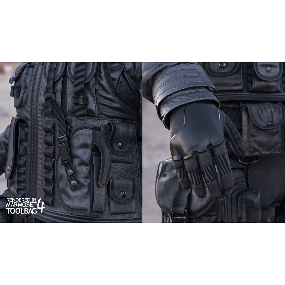 Female Military Outfit 3D Model – Low Poly Rigged Game Asset, FBX, Blender - View 16