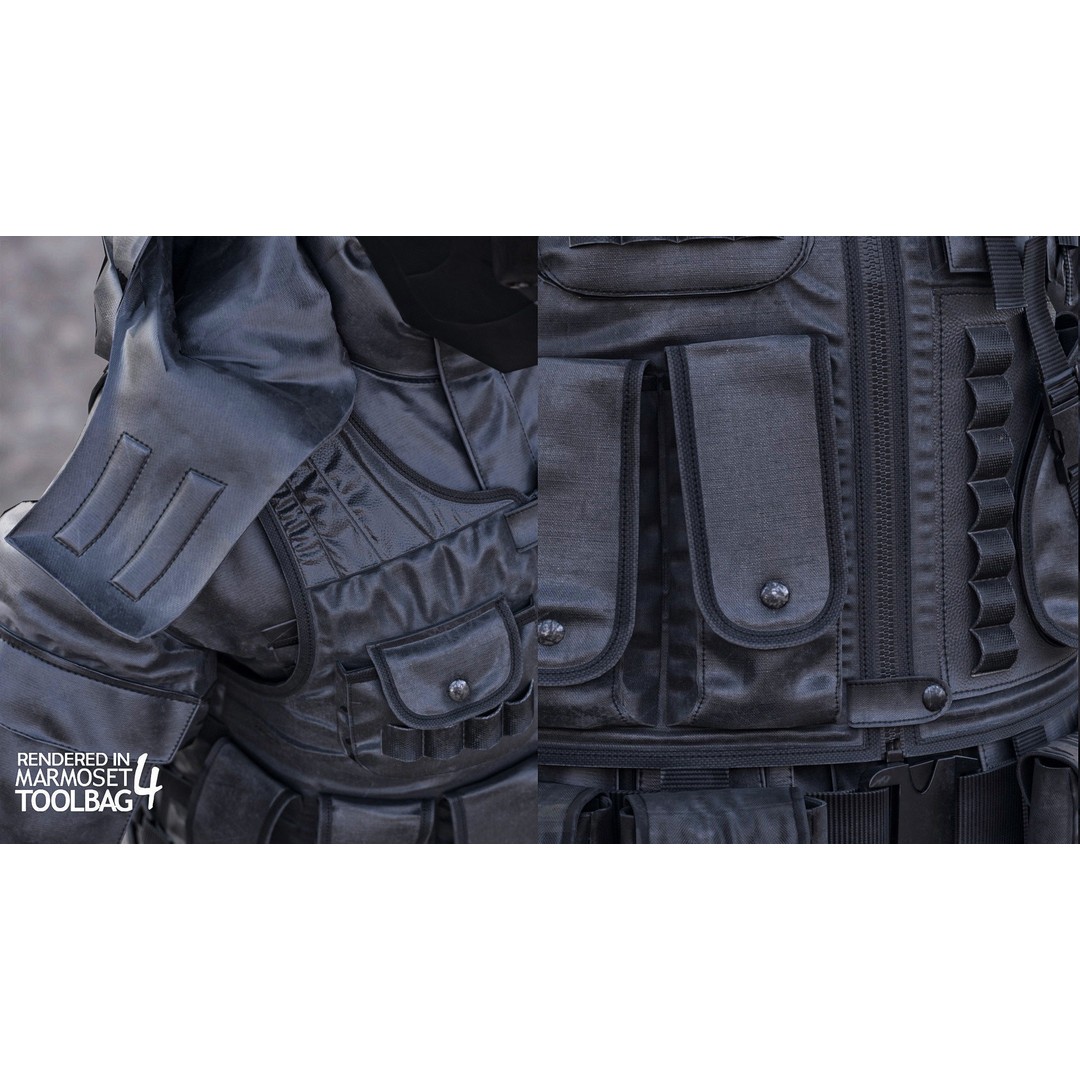 Female Military Outfit 3D Model – Low Poly Rigged Game Asset, FBX, Blender - View 8