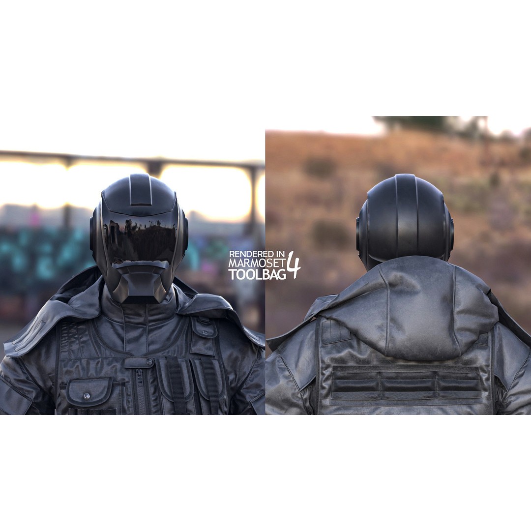 Female Military Outfit 3D Model – Low Poly Rigged Game Asset, FBX, Blender - View 9