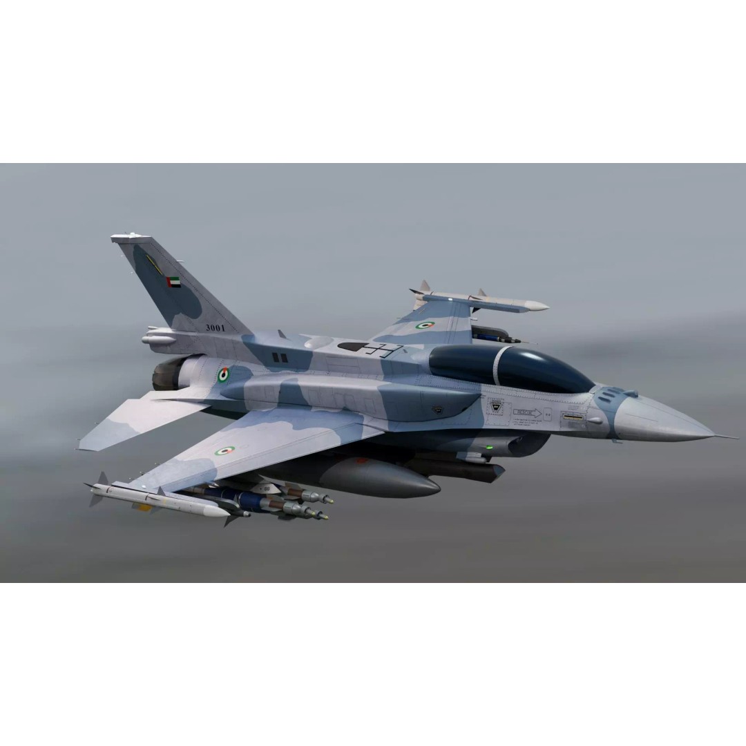 F-16D Block 60 3D Model – Fully Rigged Military Aircraft, Blender - View 10