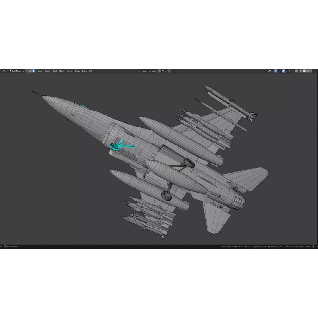 F-16D Block 60 3D Model – Fully Rigged Military Aircraft, Blender - View 33