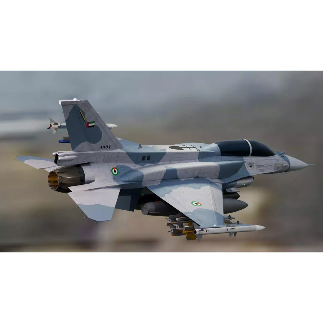 F-16D Block 60 3D Model – Fully Rigged Military Aircraft, Blender - View 5