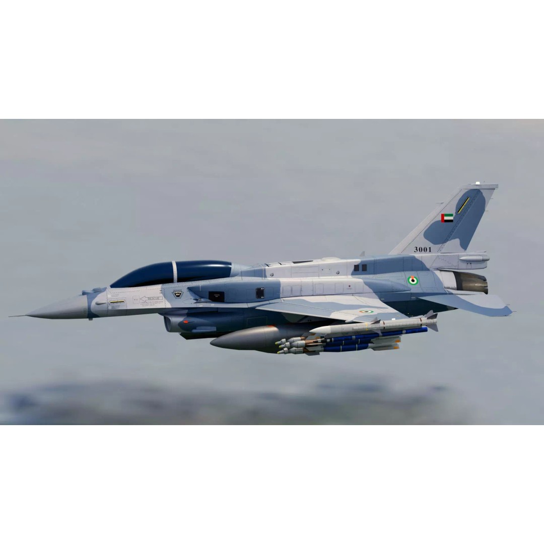 F-16D Block 60 3D Model – Fully Rigged Military Aircraft, Blender - View 6