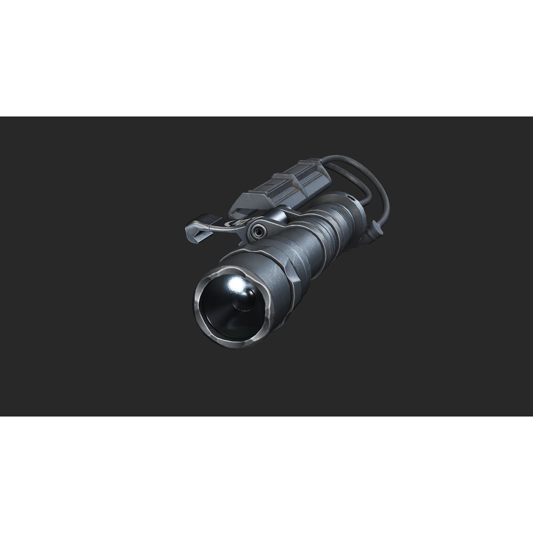 Surefire Scout Flashlight 3D Model – Low Poly Game Asset, FBX - View 11