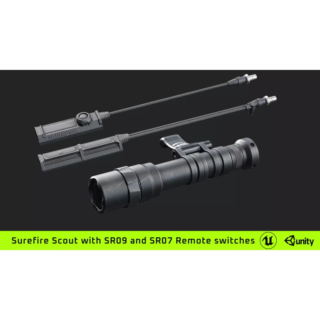 Surefire Scout Flashlight 3D Model – Low Poly Game Asset, FBX - View 2