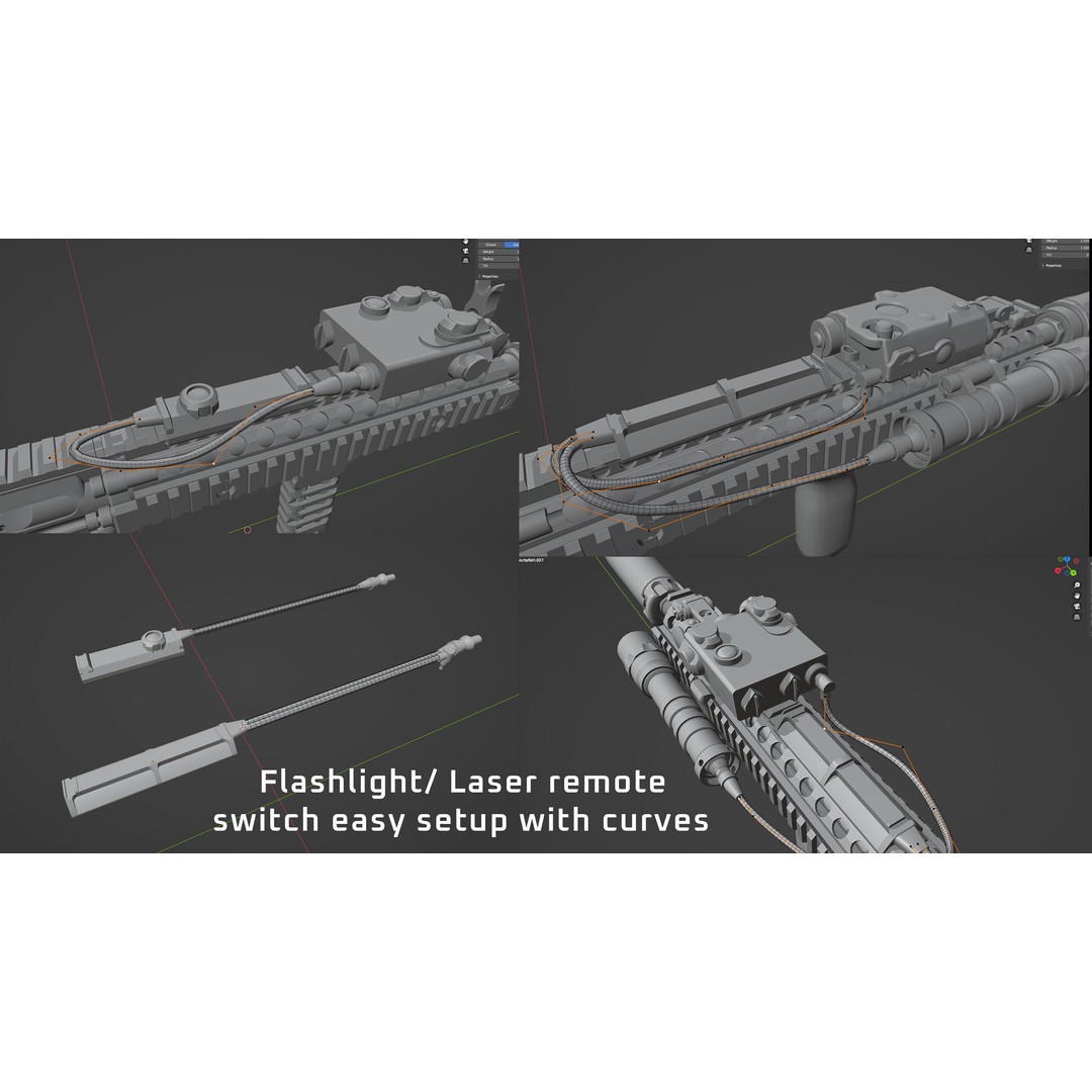 Surefire Scout Flashlight 3D Model – Low Poly Game Asset, FBX - View 5