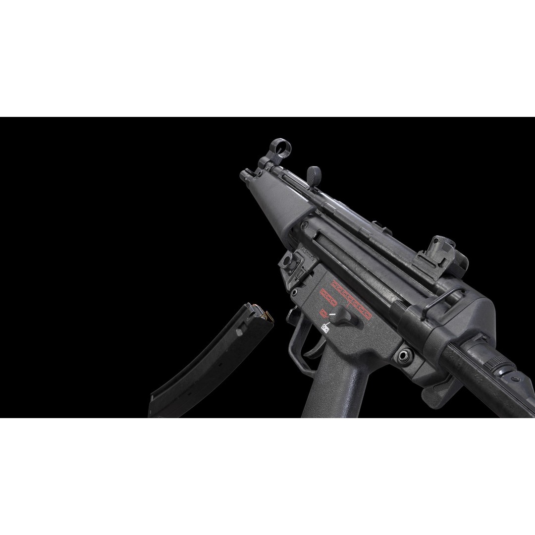 MP5A5 & MP5SD6 3D Model – Low Poly Game Asset, FBX, PBR Textures - View 11