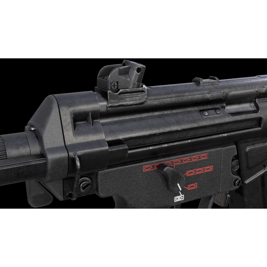 MP5A5 & MP5SD6 3D Model – Low Poly Game Asset, FBX, PBR Textures - View 16