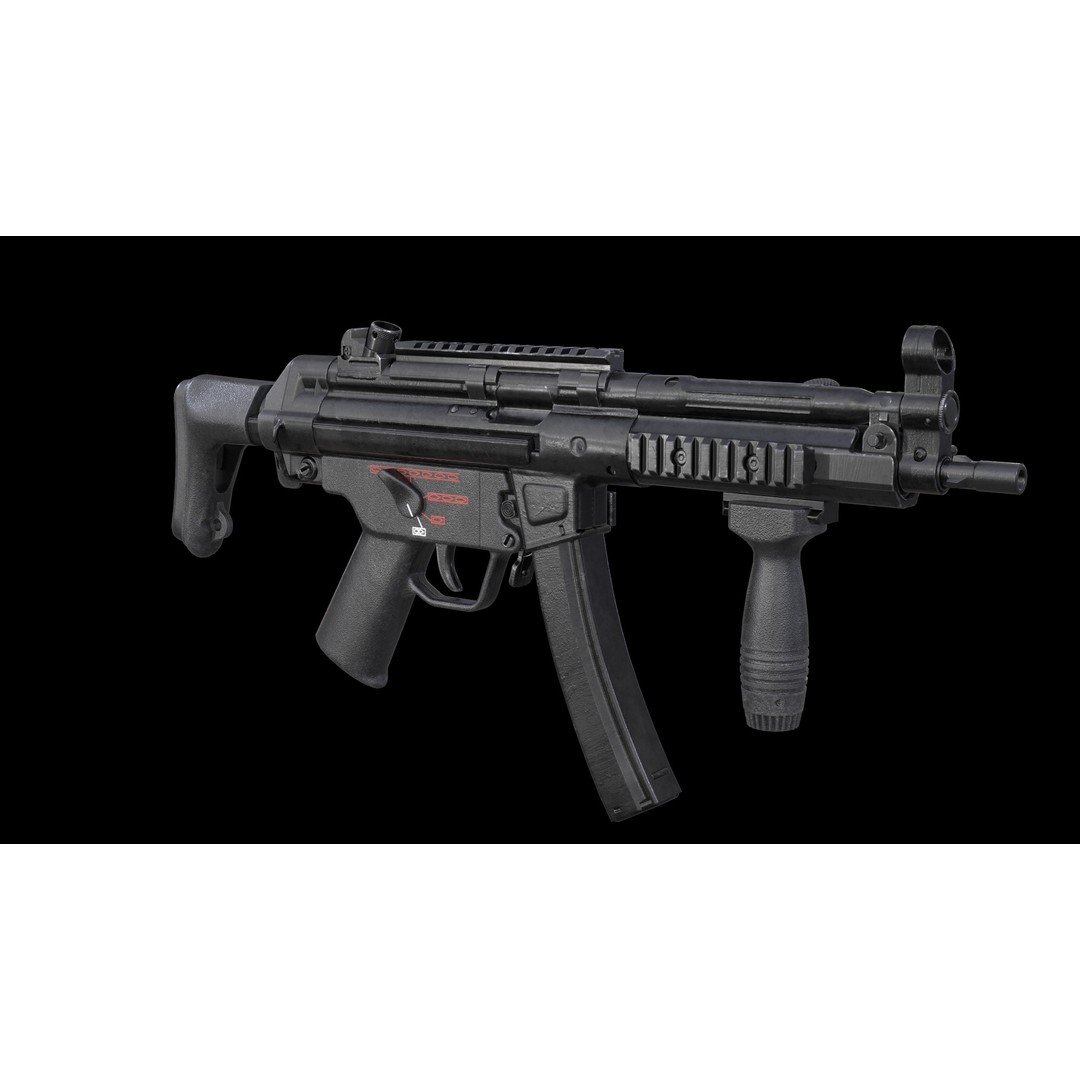 MP5A5 & MP5SD6 3D Model – Low Poly Game Asset, FBX, PBR Textures - View 18