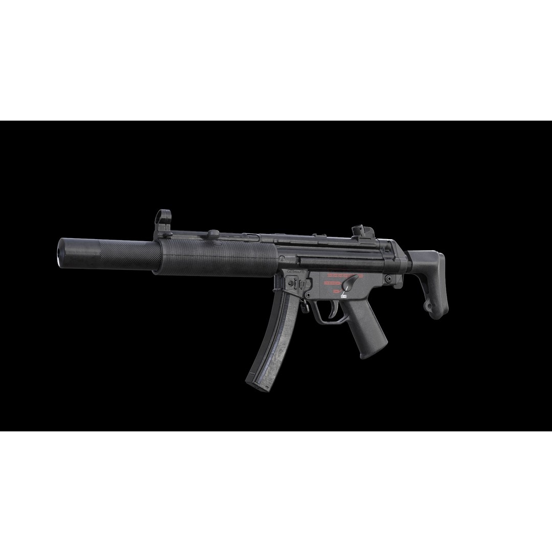 MP5A5 & MP5SD6 3D Model – Low Poly Game Asset, FBX, PBR Textures - View 19