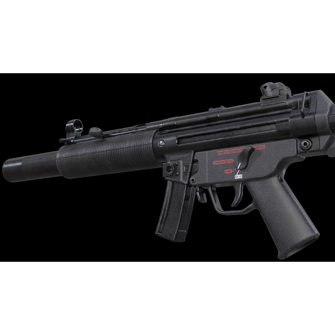 MP5A5 & MP5SD6 3D Model – Low Poly Game Asset, FBX, PBR Textures - View 21