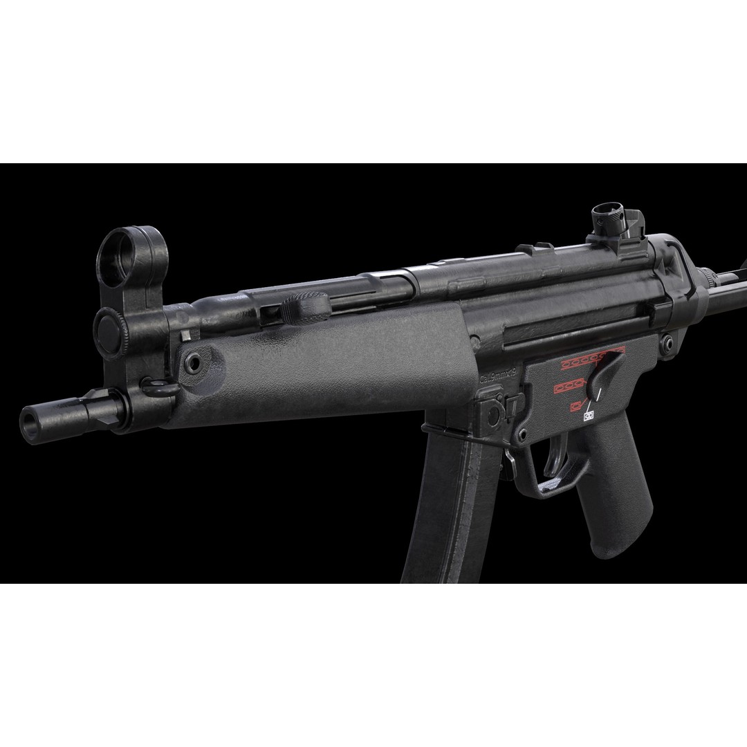 MP5A5 & MP5SD6 3D Model – Low Poly Game Asset, FBX, PBR Textures - View 7