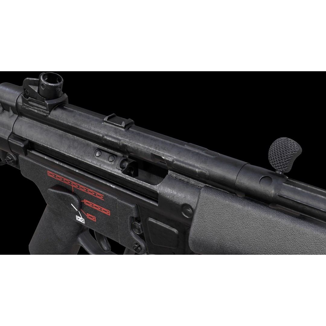 MP5A5 & MP5SD6 3D Model – Low Poly Game Asset, FBX, PBR Textures - View 8