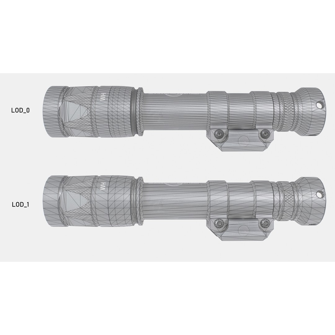 Surefire M600V 3D Model – Low Poly Tactical Weapon Light, FBX