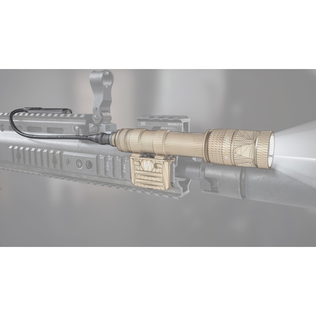 Surefire M600V 3D Model – Low Poly Tactical Weapon Light, FBX - View 3