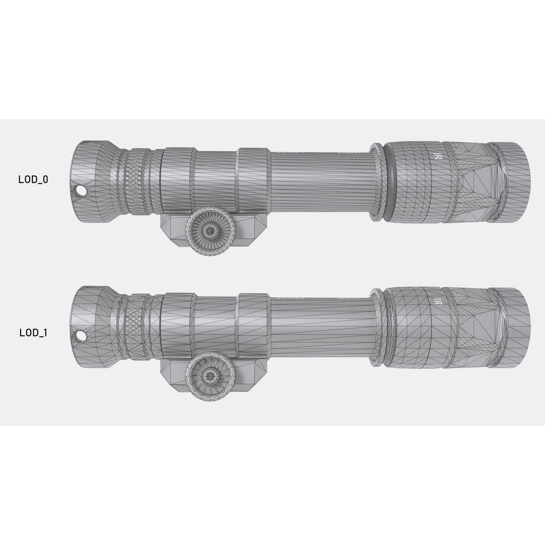 Surefire M600V 3D Model – Low Poly Tactical Weapon Light, FBX - View 36