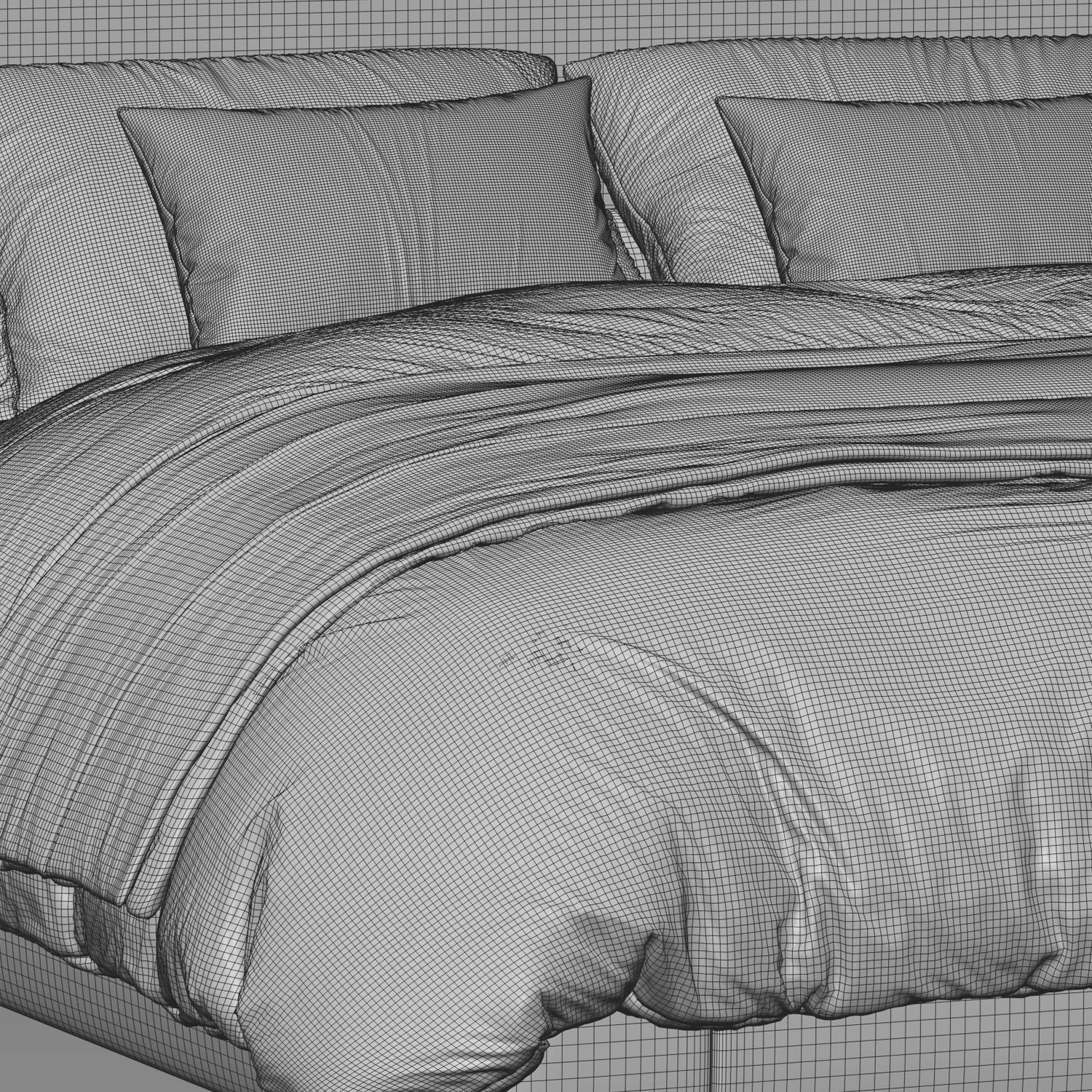RH Wallace Bed - Game-Ready 3D Model - View 4