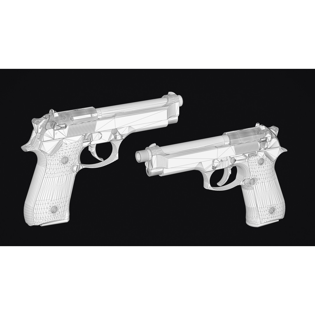 M9 Pistol 3D Model – Low Poly Game Asset, FBX & OBJ Formats