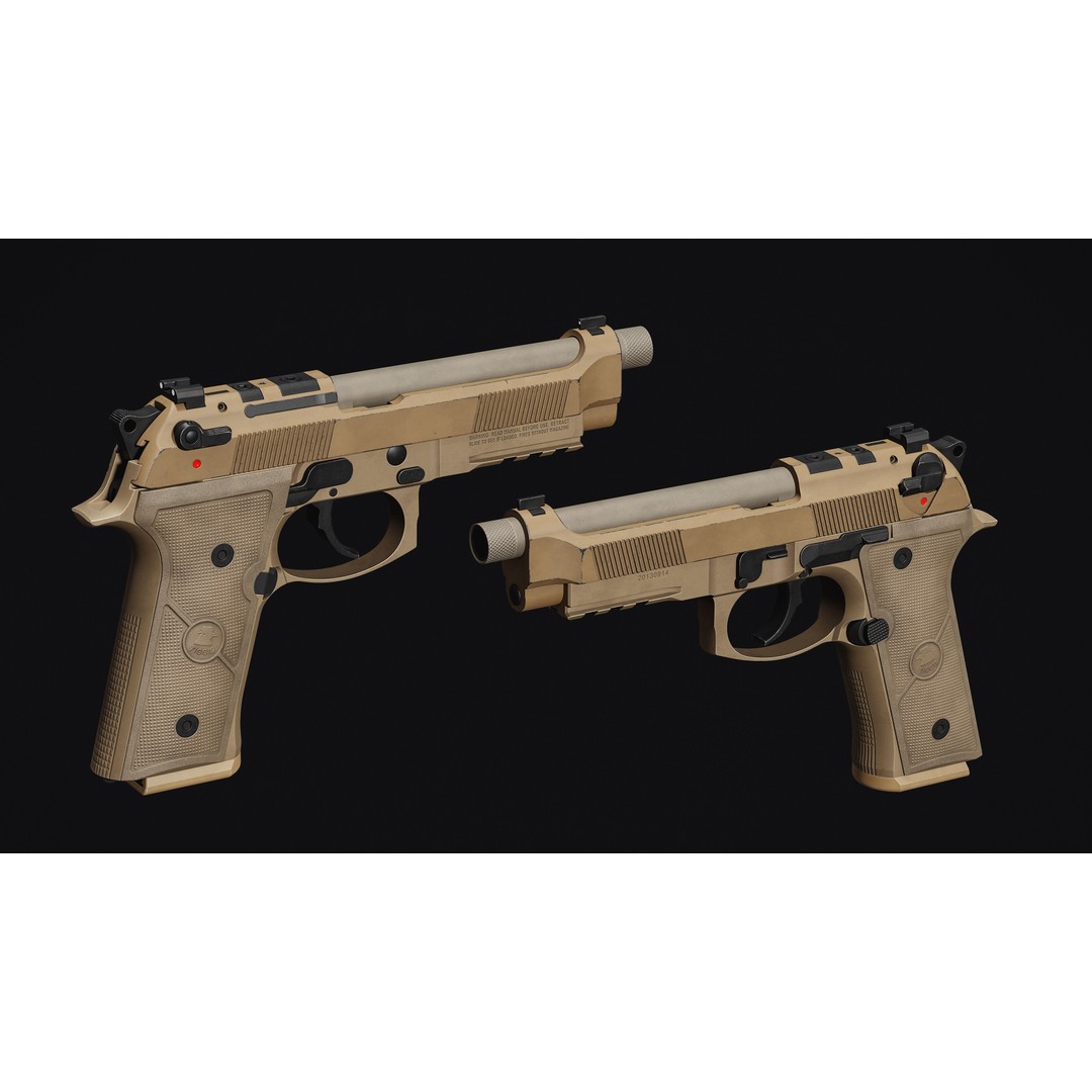 M9 Pistol 3D Model – Low Poly Game Asset, FBX & OBJ Formats - View 4