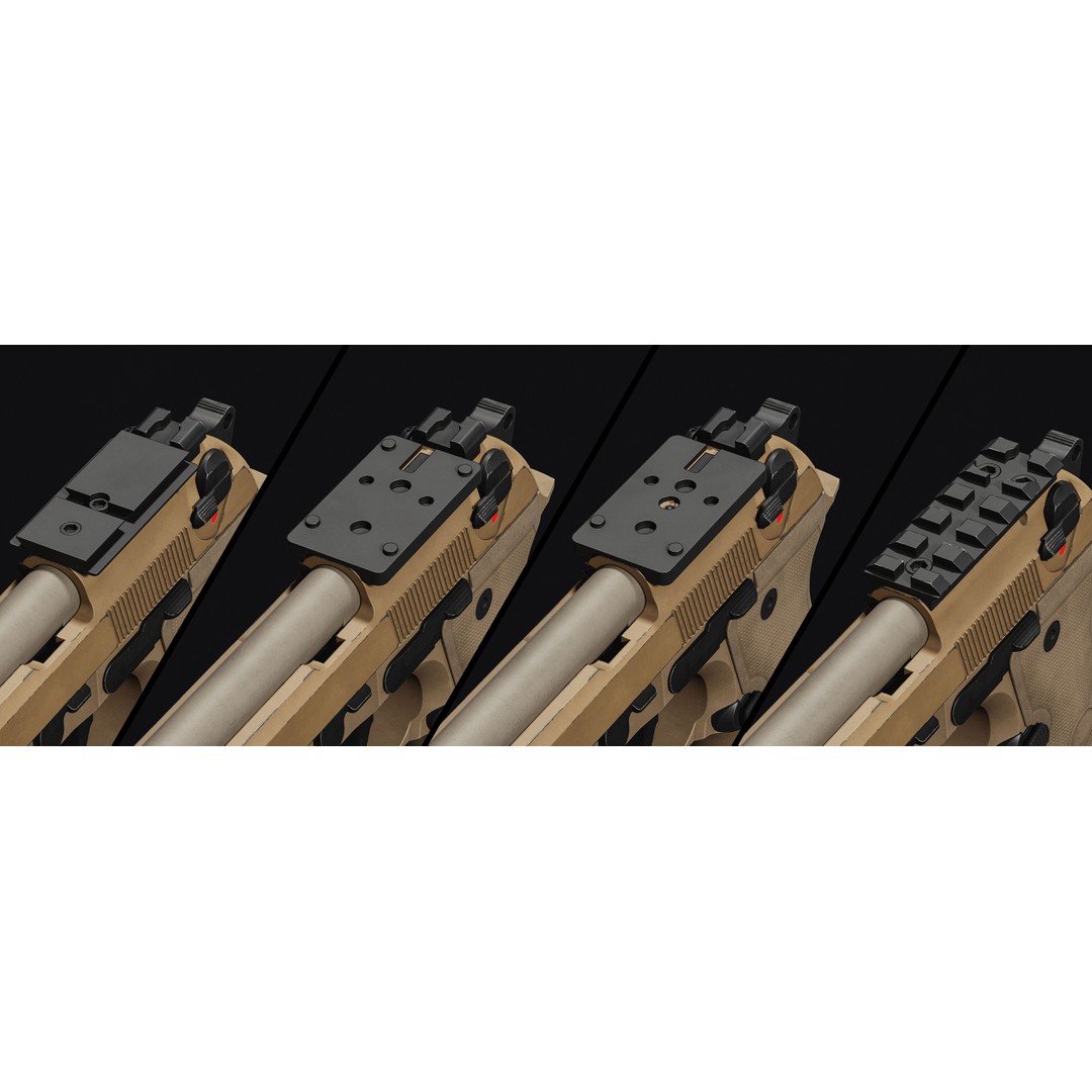 M9 Pistol 3D Model – Low Poly Game Asset, FBX & OBJ Formats - View 9