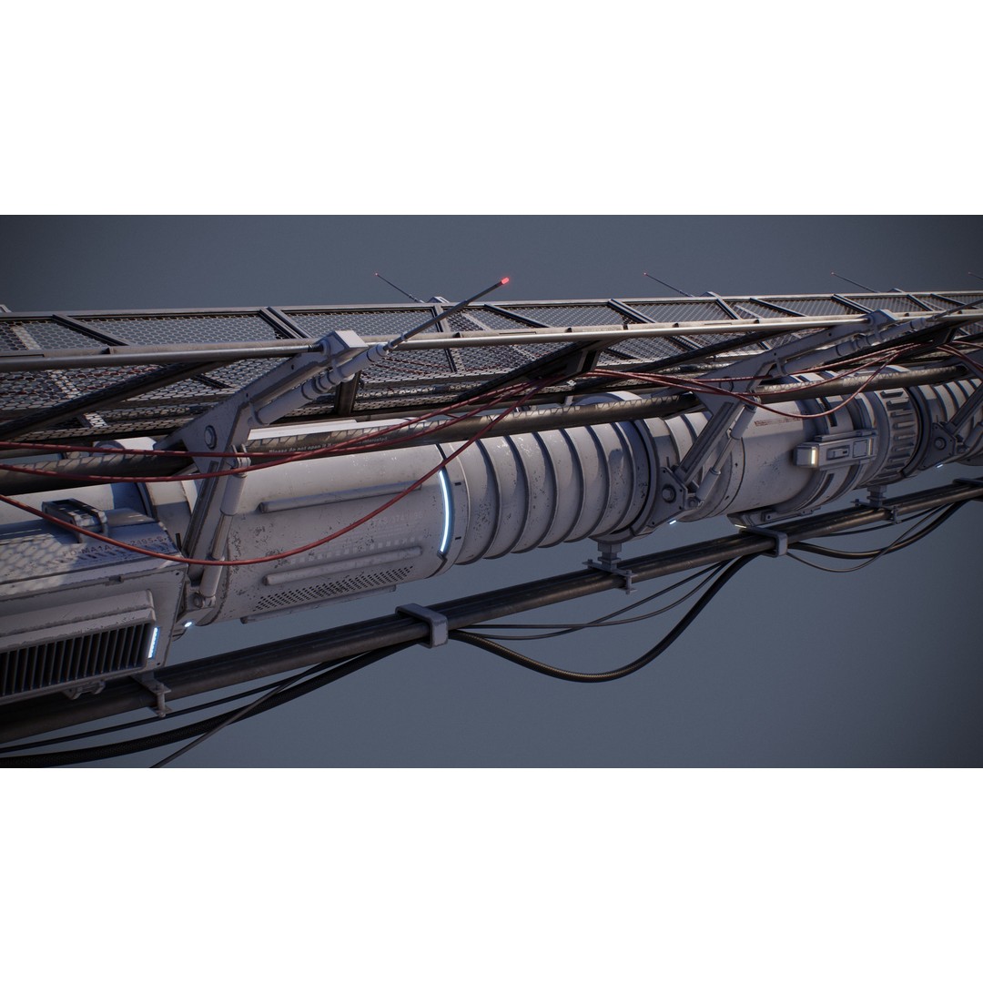 Sci-Fi Tubes Cables Pipe 3D Model – Low Poly PBR Kit, FBX & OBJ - View 12