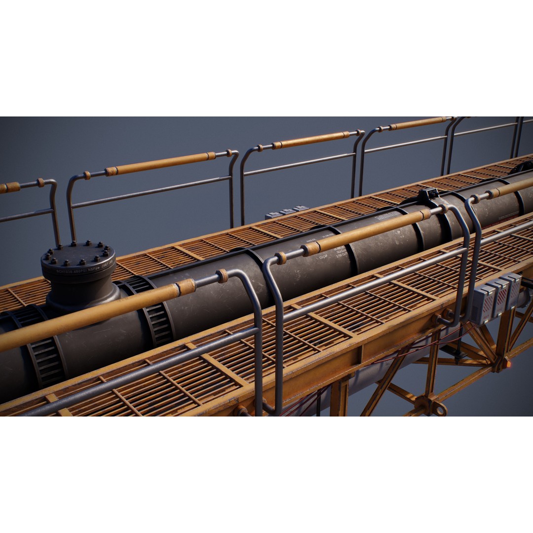 Sci-Fi Tubes Cables Pipe 3D Model – Low Poly PBR Kit, FBX & OBJ - View 15