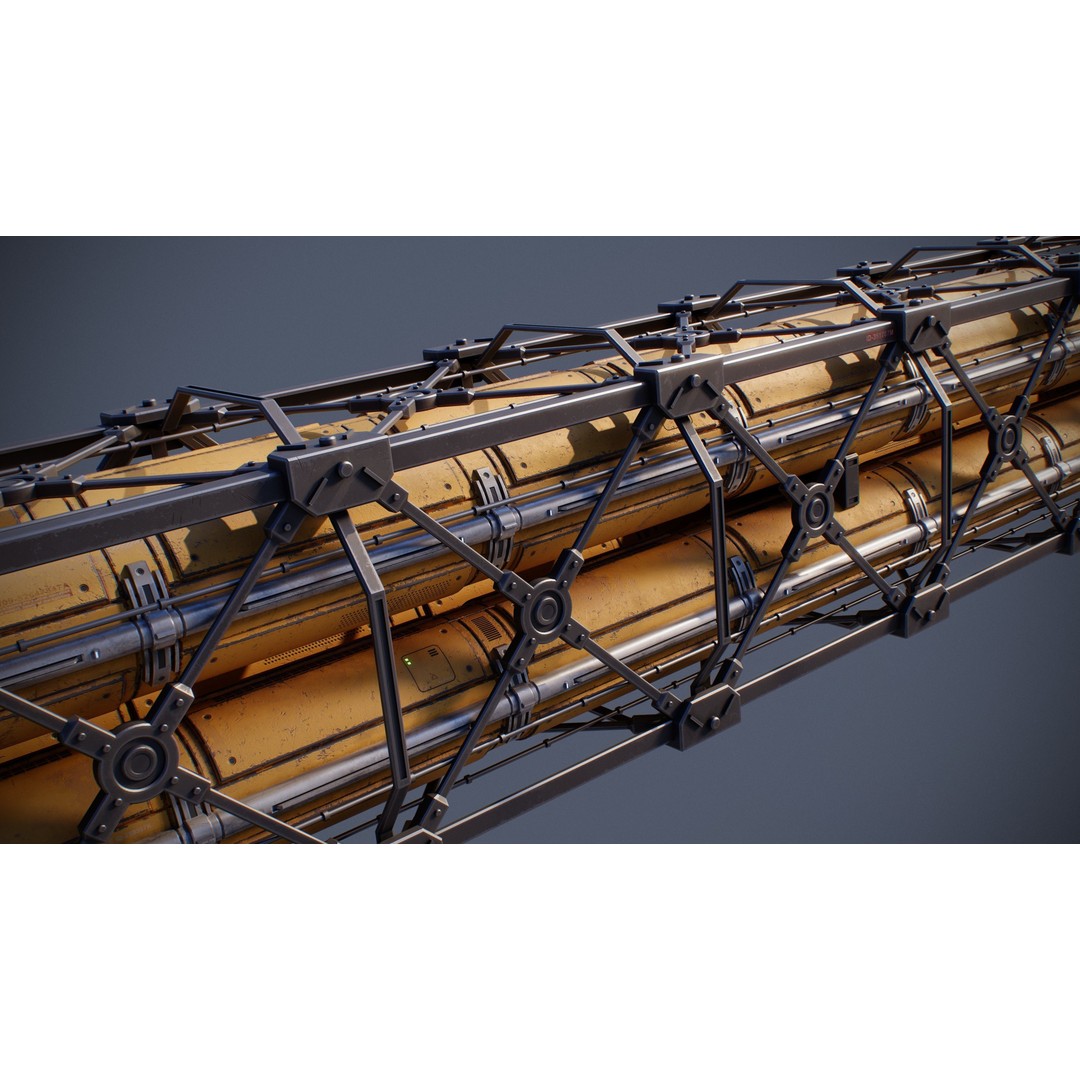 Sci-Fi Tubes Cables Pipe 3D Model – Low Poly PBR Kit, FBX & OBJ - View 18