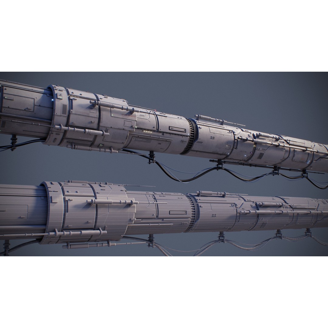 Sci-Fi Tubes Cables Pipe 3D Model – Low Poly PBR Kit, FBX & OBJ - View 20