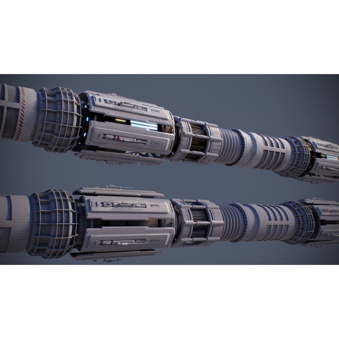 Sci-Fi Tubes Cables Pipe 3D Model – Low Poly PBR Kit, FBX & OBJ - View 23