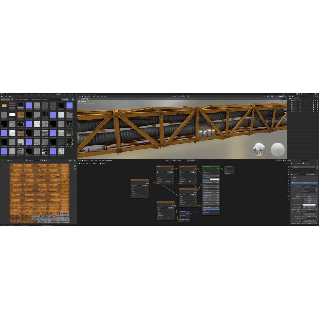 Sci-Fi Tubes Cables Pipe 3D Model – Low Poly PBR Kit, FBX & OBJ - View 28