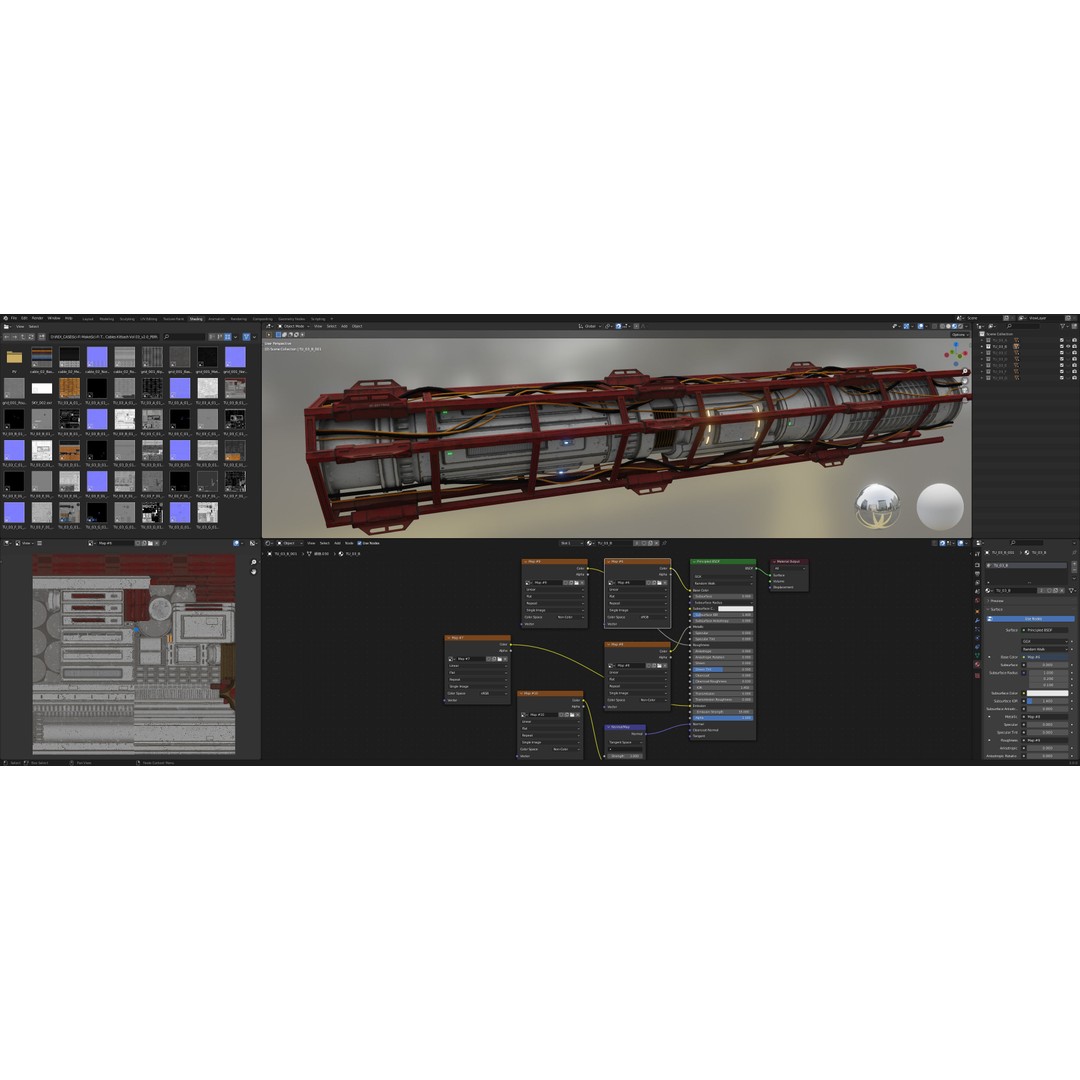 Sci-Fi Tubes Cables Pipe 3D Model – Low Poly PBR Kit, FBX & OBJ - View 29