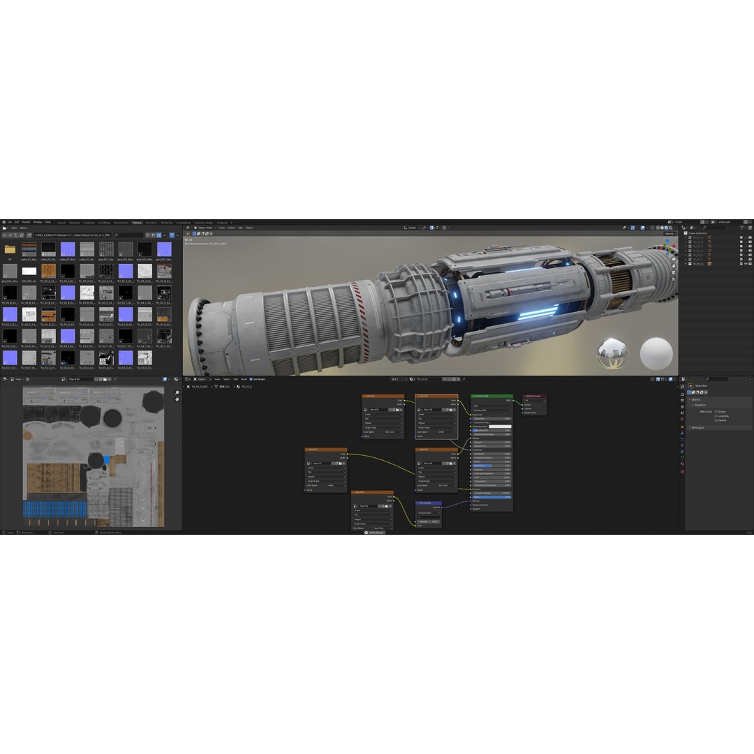Sci-Fi Tubes Cables Pipe 3D Model – Low Poly PBR Kit, FBX & OBJ - View 34