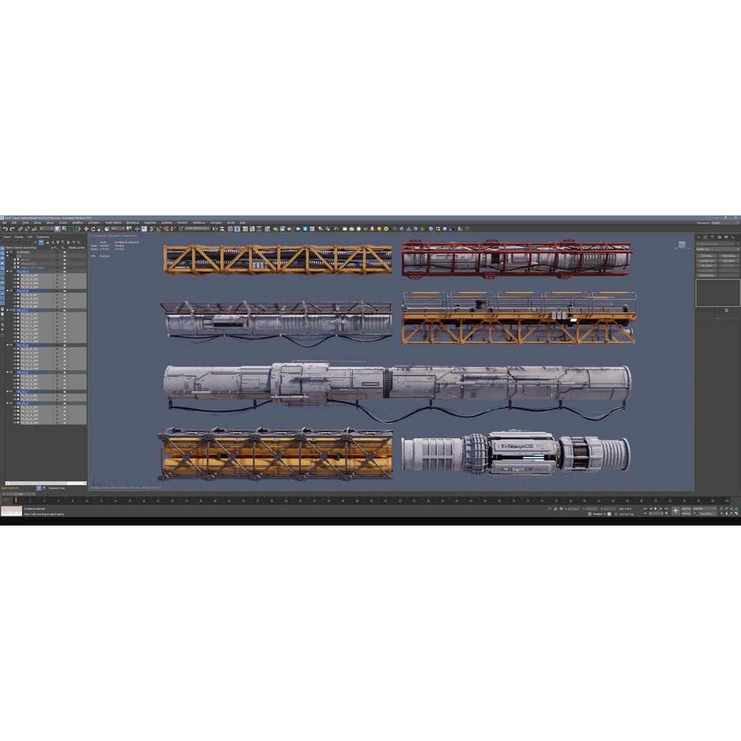 Sci-Fi Tubes Cables Pipe 3D Model – Low Poly PBR Kit, FBX & OBJ - View 4