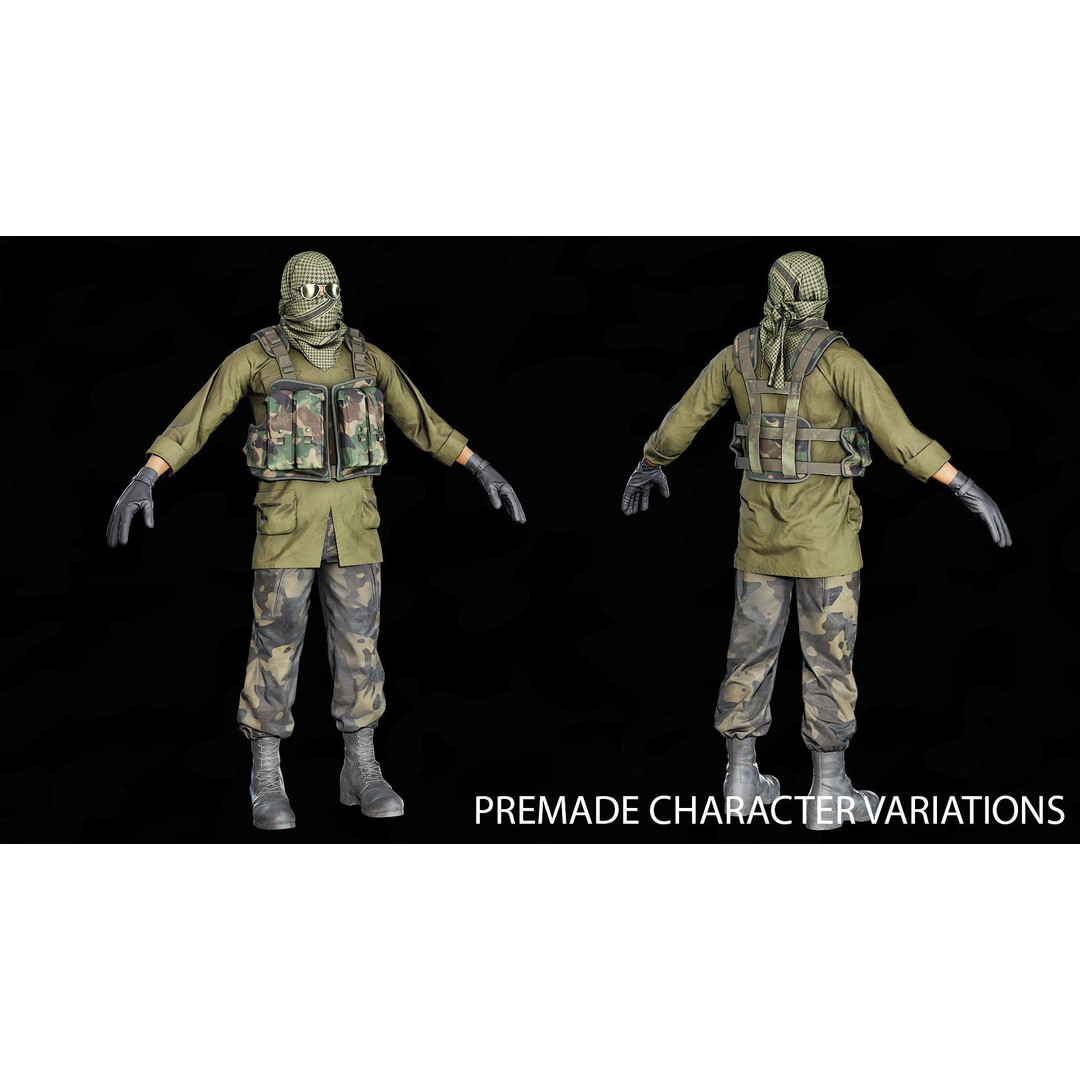Modular Insurgents 3D Model – Low Poly Rigged Character for Games, FBX - View 11