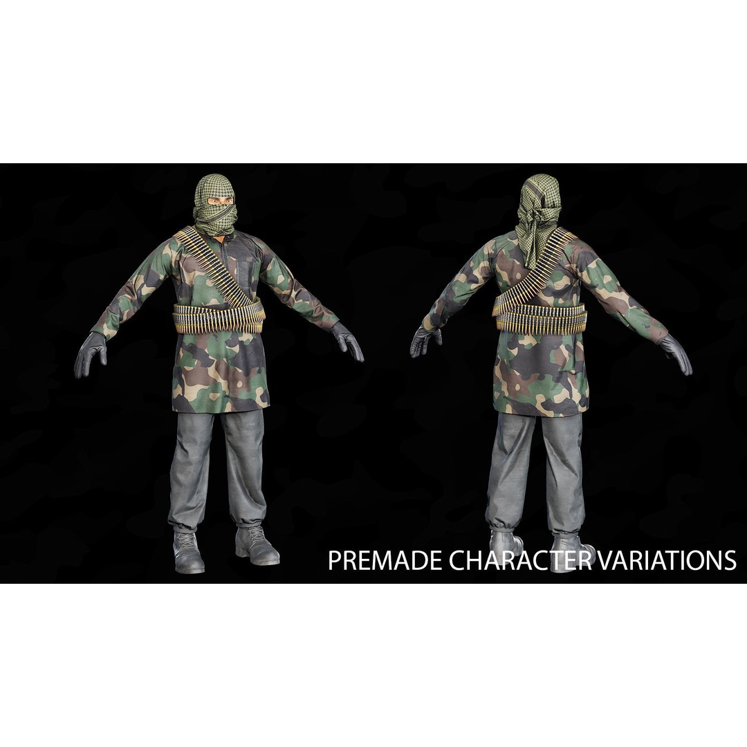 Modular Insurgents 3D Model – Low Poly Rigged Character for Games, FBX - View 13