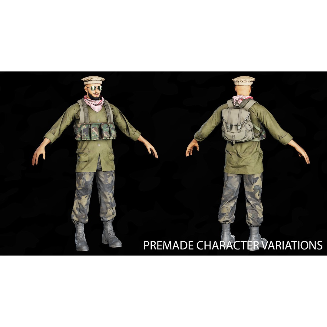 Modular Insurgents 3D Model – Low Poly Rigged Character for Games, FBX - View 14