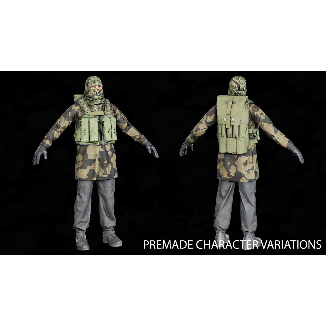 Modular Insurgents 3D Model – Low Poly Rigged Character for Games, FBX - View 15