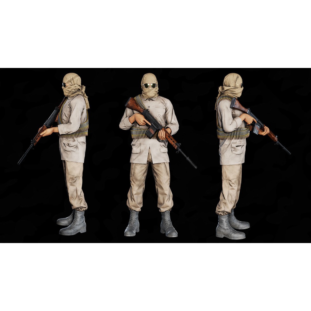 Modular Insurgents 3D Model – Low Poly Rigged Character for Games, FBX - View 16