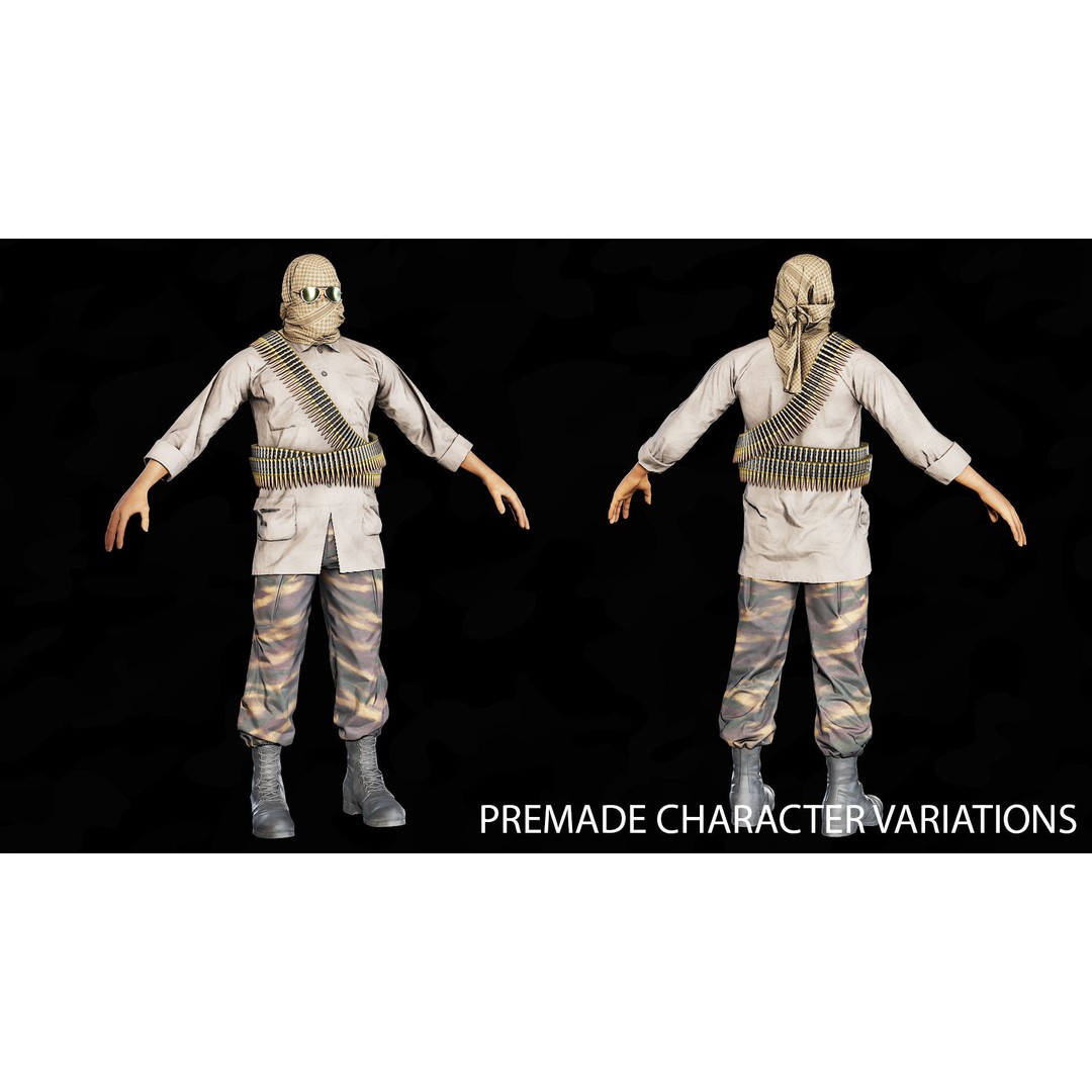 Modular Insurgents 3D Model – Low Poly Rigged Character for Games, FBX - View 17