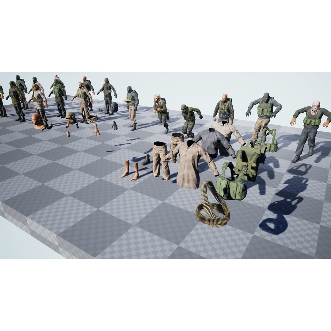 Modular Insurgents 3D Model – Low Poly Rigged Character for Games, FBX - View 19