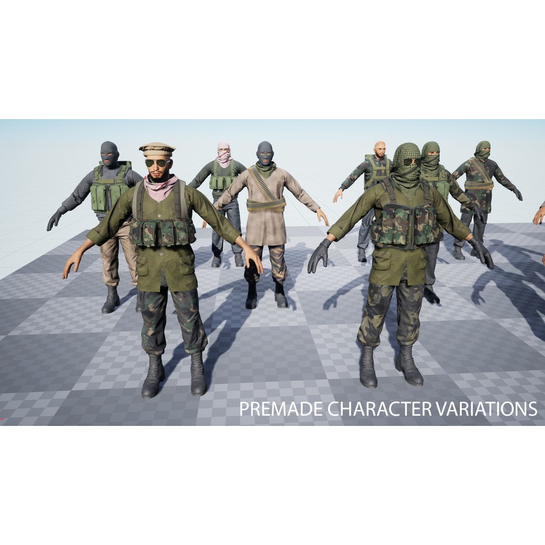 Modular Insurgents 3D Model – Low Poly Rigged Character for Games, FBX - View 21