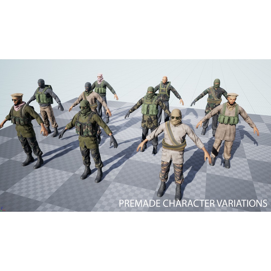 Modular Insurgents 3D Model – Low Poly Rigged Character for Games, FBX - View 22