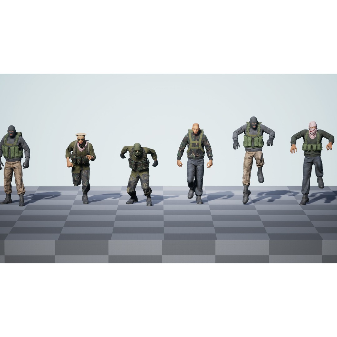 Modular Insurgents 3D Model – Low Poly Rigged Character for Games, FBX - View 23