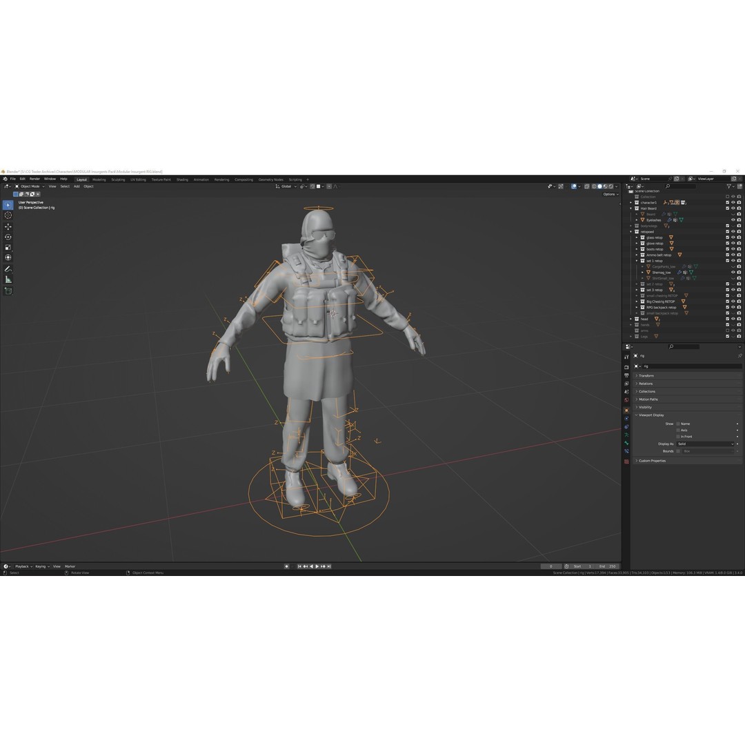 Modular Insurgents 3D Model – Low Poly Rigged Character for Games, FBX - View 4