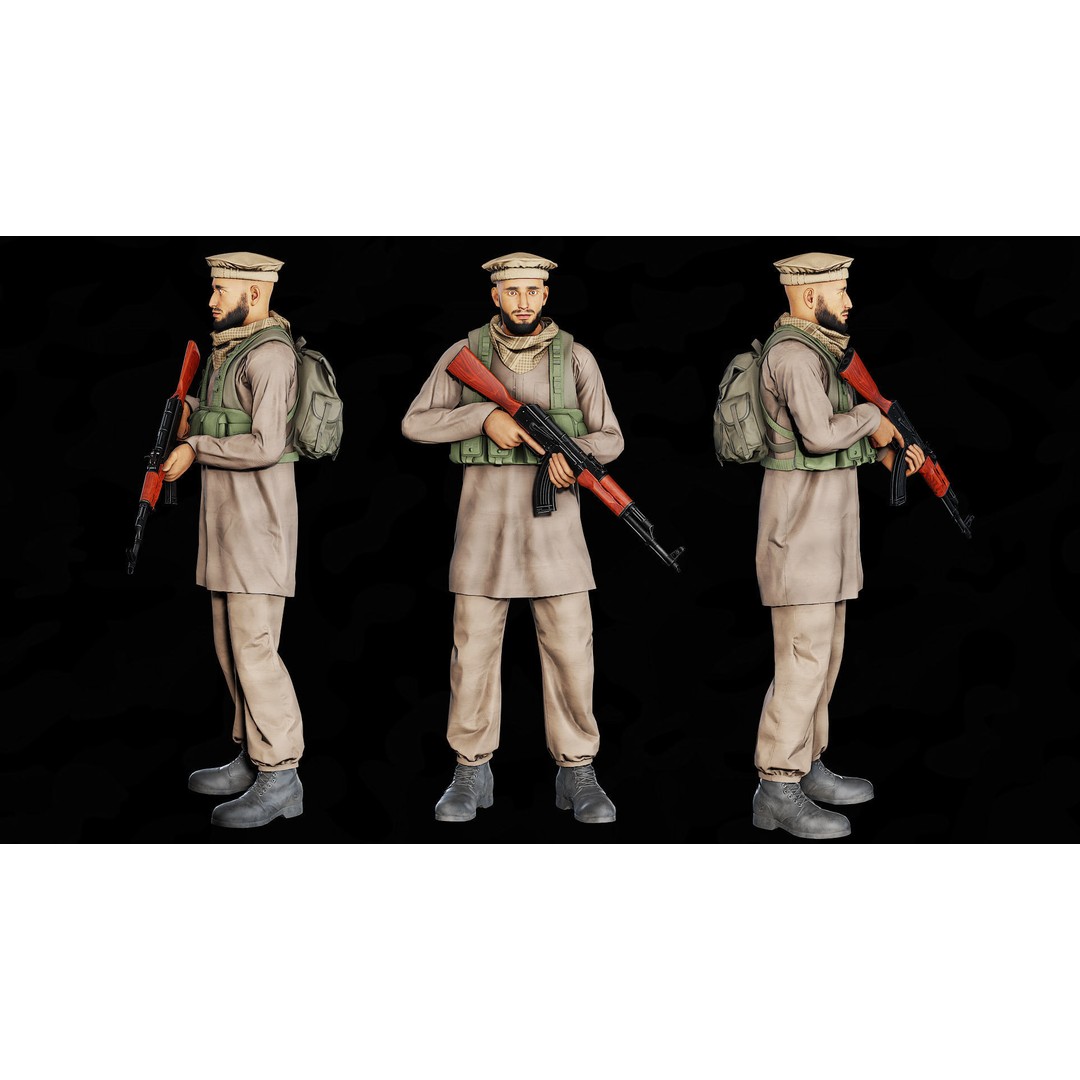 Modular Insurgents 3D Model – Low Poly Rigged Character for Games, FBX - View 5
